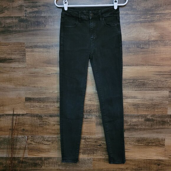 American Eagle Jeans 4 R Jegging Next Level Stretch Denim Hi Rise Black - Picture 1 of 11